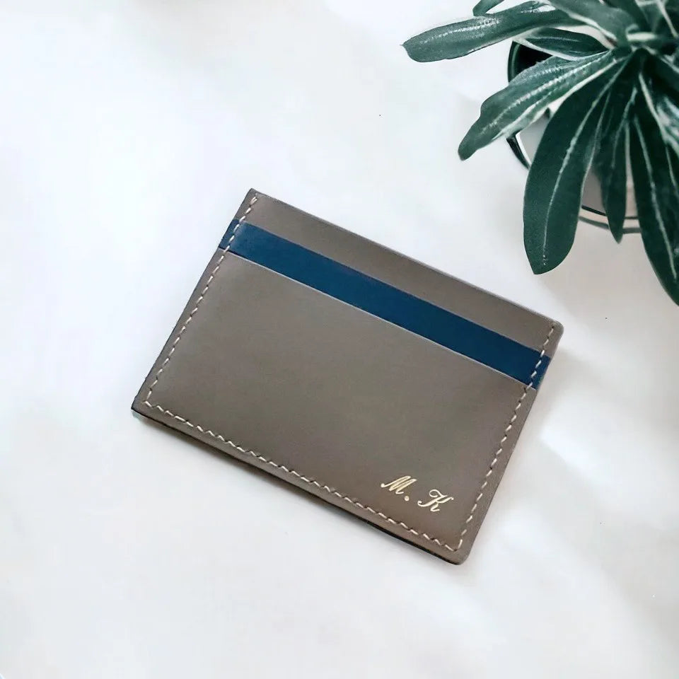 Regular cardholder-elephant grey navy-student work-foil emboss-sq